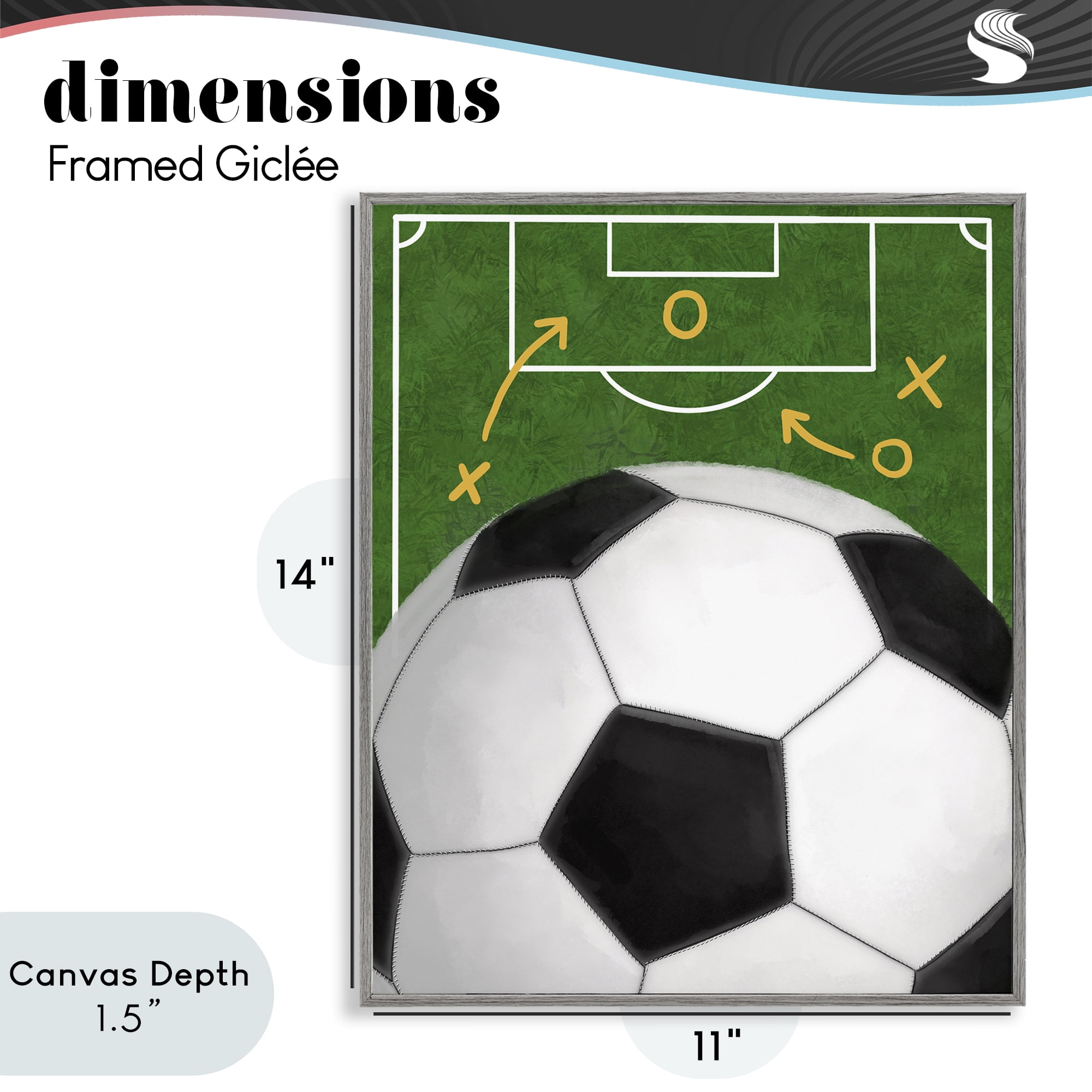 Stupell Industries Soccer Field & Ball Gray Framed Giclee Art, design by Jennifer Stith
