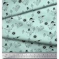 thumbnail image 3 of Soimoi Green polyester Crepe Fabric Heart & Birds Cartoon Decor Fabric Printed Yard 42 Inch Wide, 3 of 3