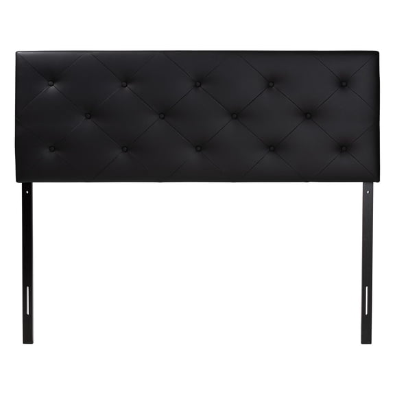 Bowery Hill Faux Leather Tufted King Panel Headboard in Black
