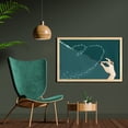 thumbnail image 2 of Halloween Wall Art with Frame, Witch Hand with Long Nails Holding a Magic Wand Evil Miracle, Printed Fabric Poster for Bathroom Living Room, 35" x 23", Dark Teal and Pale Peach, by Ambesonne, 2 of 2