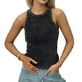 thumbnail image 2 of Retro Style Tank Sleeveless Streetwear Cut Out Tie Dye Clothes Summer Outwear Black L, 2 of 7