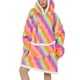 thumbnail image 5 of Oversized Blanket Hoodie, Keep Warm Flannel Loose Blanket Hoodie Large Pockets Machine Wash  For Women For Camping ANGGREK Tamaño promedio del arcoíris para adultos, 5 of 6