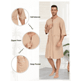 thumbnail image 2 of MAYFISH Men's Cotton Robe Short Sleeve Lightweight Summer Bathrobes for Men Zip up House Coat with Pockets(Sandshell, Medium), 2 of 6