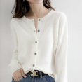 thumbnail image 5 of 1 Uds 2023 Otoño Invierno suéter cárdigan mujer cuello redondo corto ajustado suéter camisa de fondo, 5 of 5