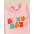 thumbnail image 5 of Jxzom Toddler Baby Girl Easter Outfit 6M 12M 18M 2T 3T Fuzzy Letter Embroidery Short Sleeve Tops Solid Shorts Summer Clothes Set, 5 of 8