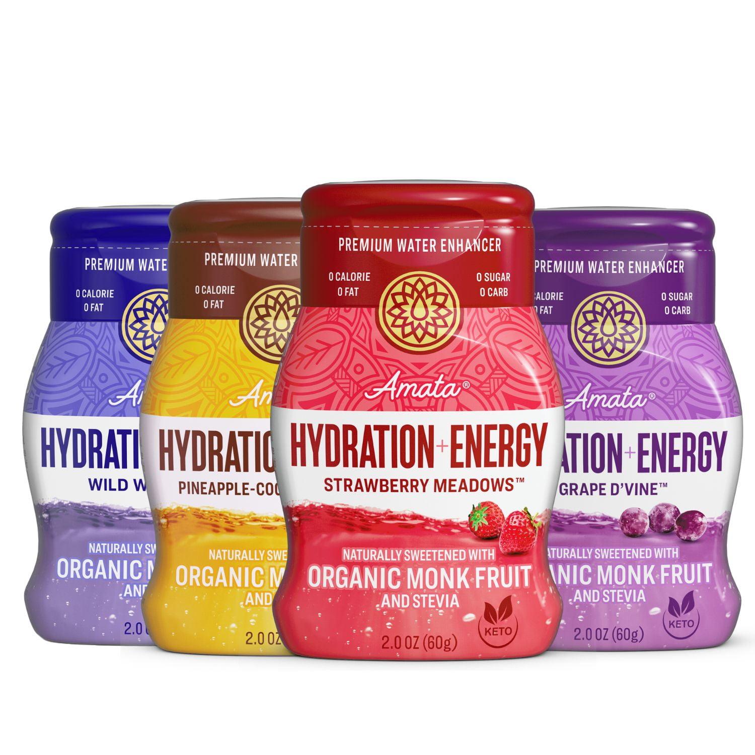 Amata Liquid Water Enhancer Life & Sport Naturally Sweetened Organic Monk Fruit Water Drops