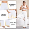 thumbnail image 5 of NELEUS Womens 31" Wide Leg Pants Athletic Yoga Stretch Loose Legging Casual Sweatpants with Pockets,White,US Size L, 5 of 12