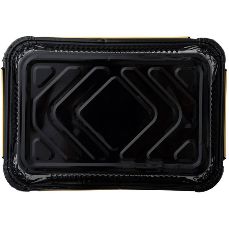 16 oz Rectangle Black and Gold Aluminum Take Out Container