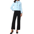 thumbnail image 2 of REFINED ATTIRE Abrigo corto de mujer con solapa, cierre de botón de un solo pecho, color azul claro, talla XL, 2 of 6