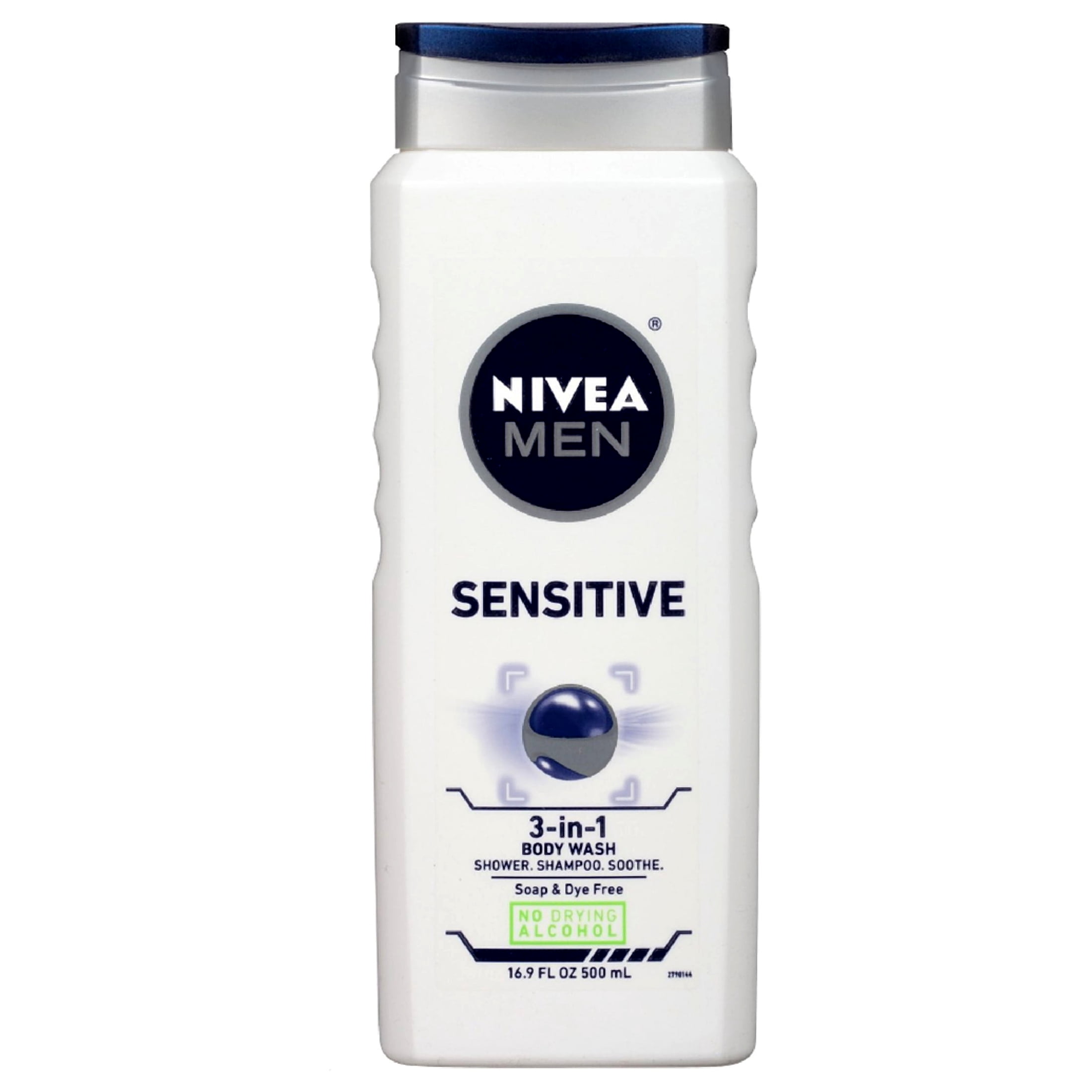 NIVEA FOR MEN Sensitive Body Wash 16.90 oz (Pack of 2)