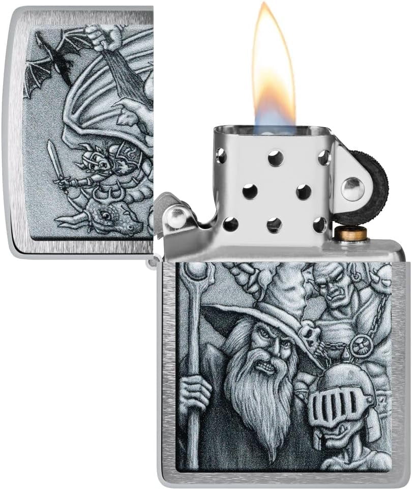 Zippo - Customized Message on Mystical Beings Brushed Chrome Pocket 46579