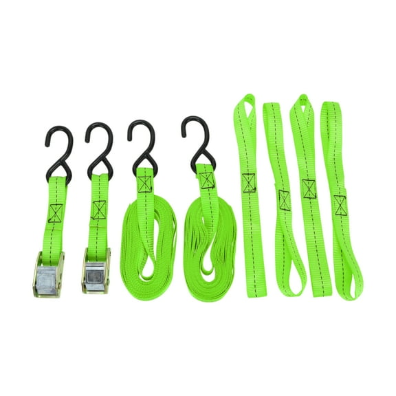 Unique Bargains Ratchet Tie Down Straps 1 Inch x 20 Feet 1 100lb Ratchet Strap Lashing Straps for Roof Rack Motorcycle Trucks Trailer Green