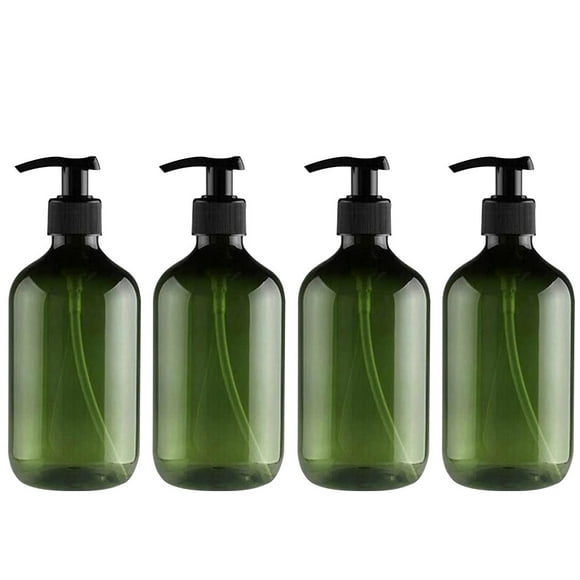 Bovemsi Clearance 4PCS Transparent PET Plastic Bottles With Black Screw Caps, Recyclable 300 ML