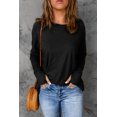thumbnail image 4 of ABPHQTO Sudadera larga de manga larga con cuello redondo liso negro para mujer, 4 of 5