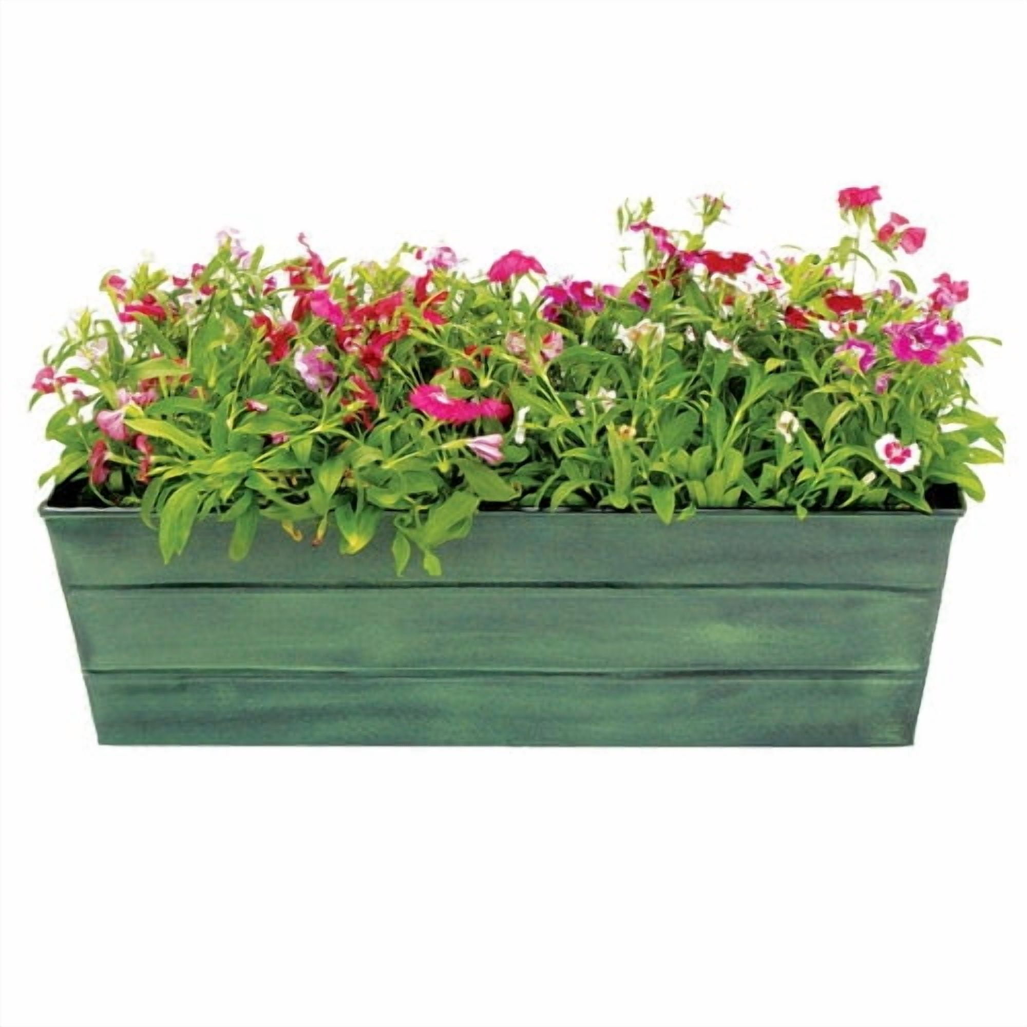 Galvanized Steel Flower Box, Green, Large