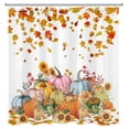 thumbnail image 3 of Fall Thanksgiving Shower Curtain Autumn Funny Pumpkins with Falling Maple Leaves Autumn Shower Curtain Bathroom Decor Fall Thanksgiving Polyester Fabric Shower Curtain with 12 Hooks,72x72 Inches, 3 of 6