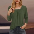 thumbnail image 1 of Hot6sl Économies d'Été Liquidation Manches Col Rond Blouses & Chemises, Blouse Mode Femme Manches 3/4 T-shirt Décontracté, Haut polyester Femme Vert Armée, m, 1 of 8