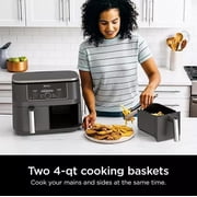 Ninja Foodi 8 qt 2-Basket Air Fryer, Black - DualZone Technology, Smart Finish
