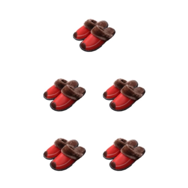 Minnieouse Zapatillas de casa Suministros de invierno Calzado cálido Parejas impermeables Hombre Mujer Suavidad Zapatillas de felpa Big Red 26 Type2 NO2