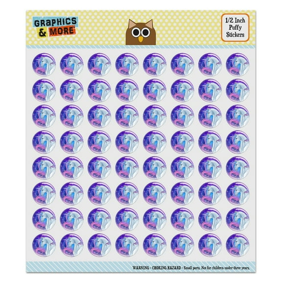 Majestic Unicorn Pink Purple Blue Puffy Bubble Dome Scrapbooking Crafting Sticker Set