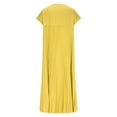 thumbnail image 5 of ZQUUVOU Women's Plus-Size Casual Dress Short-Sleeved Mid-Length Pleated High-Waisted Solid Color Dress Yellow, 5 of 6