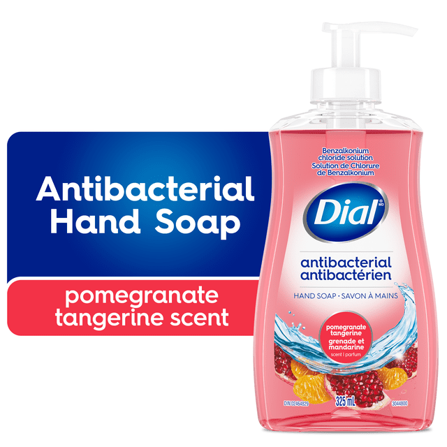 Dial Antibacterial Liquid Hand Soap, Pomegranate Tangerine Scent, 325ml, Dermatologist Tested, pH Balanced, Free from Silicones, Parabens, Phthalates, SLES/SLS