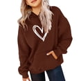 thumbnail image 2 of UACY Girls Preppy Heart Sweatshirts Oversized Pullover Sweatshirt Kids Fall Winter Long Sleeve Cute Trendy Hoodies ﻿ (Brown, 2-3 Years), 2 of 6
