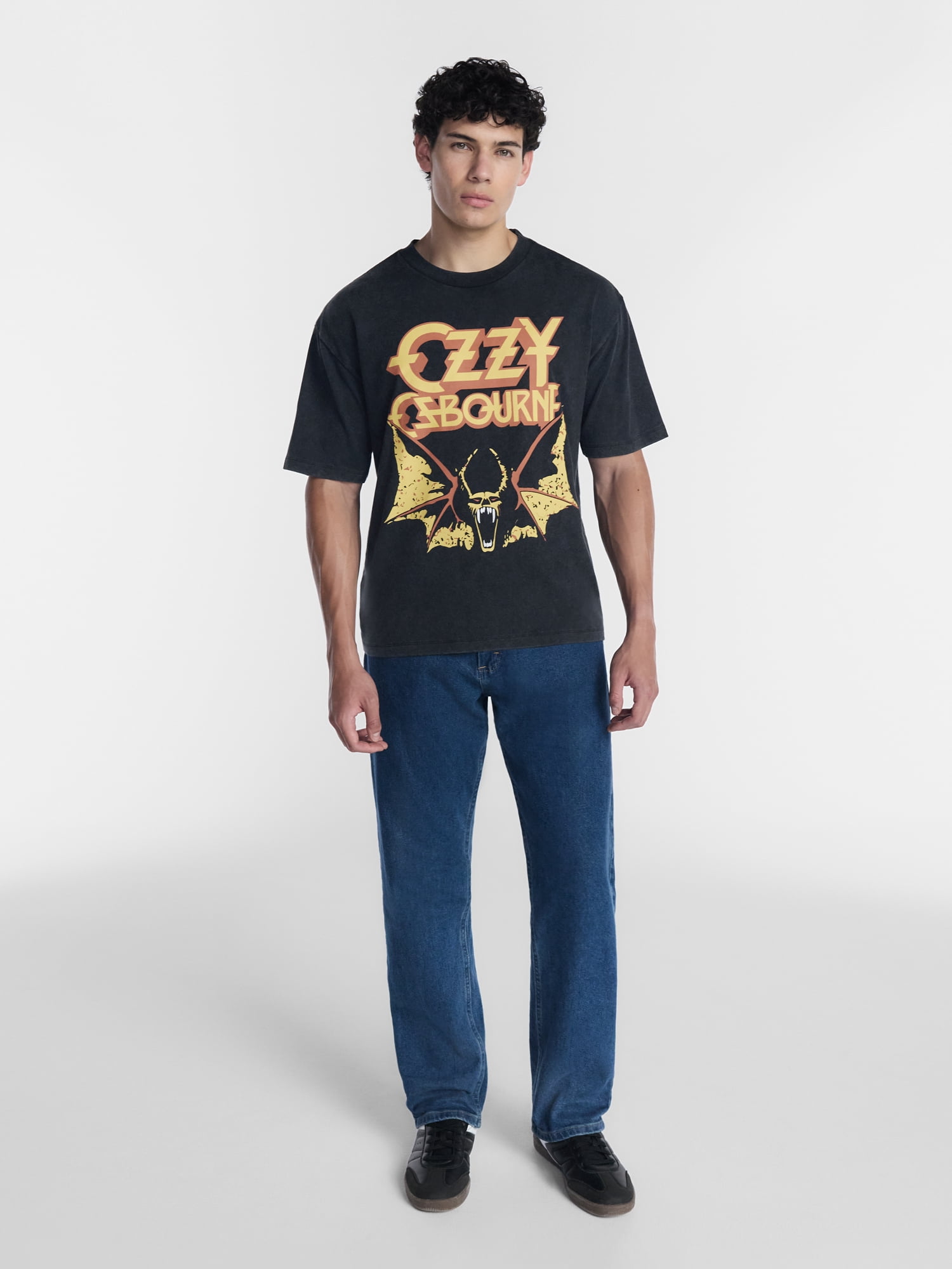 Ozzy Osbourne Men's Mineral Washed Boxy Fit Front and Back Graphic Tee Shirt, Sizes XS-4XLT