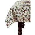 thumbnail image 2 of Stamped Autumn Leaves Fall Tablecloth, Green Gold Rust Leaf Pattern 60x102 Obl, 2 of 3