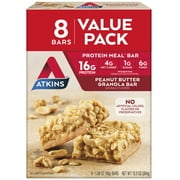 Atkins Peanut Butter Granola Protein Meal Bar, 16g of Protein, Meal Replacement, 8 Count (Value Pack)