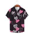thumbnail image 4 of guisaled Men Valentines T Shirts Short Sleeve Button Down Heart Graphic Tee Shirts Classic Relaxed Fit Hawaiian Vacation Dating, 4 of 5