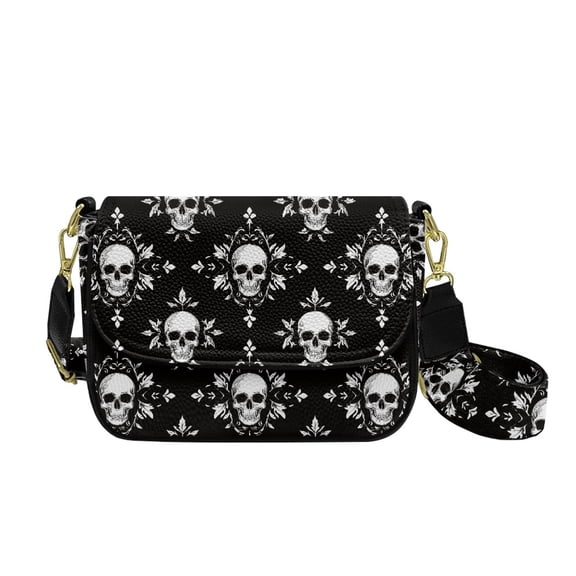 ZUXONGSY Skull Print Shoulder Handbag for Women Fashion Crossbody Travel Purse Lightweight Satchel with Adjustable Wide Strap for Shopping Business