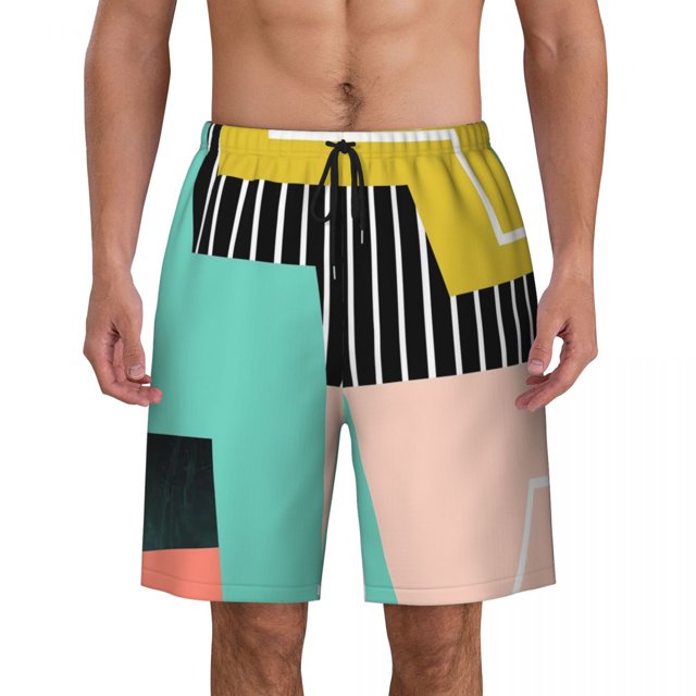 Colorful Colorblock Gym Shorts Summer Checkerboard Casual Beach Shorts Males Surfing Comfortable Custom DIY Swimming Trunks