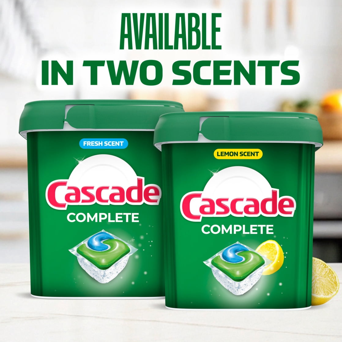 (4 pack) Cascade Complete Dishwasher Detergent Fresh, 33ct