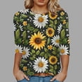 thumbnail image 4 of Towmus Women's Blouses 3/4 Sleeve Summer Tops Crew Neck Womens Trendy Tops Summer Print Shirts Elbow Length Women Tshirts Loose Fit, 4 of 4