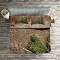 thumbnail image 2 of Ambesonne Antlers Quilted Coverlet 3 Pcs, Evergreen Branch Deer, King Size, Fern Green Umber, 2 of 2