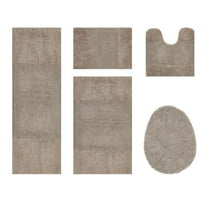 Better Trends 5 Piece Bathroom Rug Set, 100% Cotton, Extra Soft Tufted Bath Mat, Water Absorbent & Non Slip Bath Rug, (Beige) Granada Collection