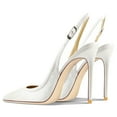 thumbnail image 4 of FSJ Women High Heels Pointed Toe Slingback Pumps Ankle Strap Stiletto Sandals Slip On Office Lady Party Dressy Shoes Size 8 Beige, 4 of 4