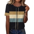 thumbnail image 2 of Camisetas Casuales de las Mujeres Estampadas Cuello Tripulado Manga Corta Superior, Ligera Mezcla de Poliéster Blusa de Moda, 2 of 5