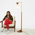thumbnail image 4 of Modern Brown Floor Lamp - 61" Tall Standing Light with Beige Cone Shade - Living Room & Bedroom Lighting, 4 of 10