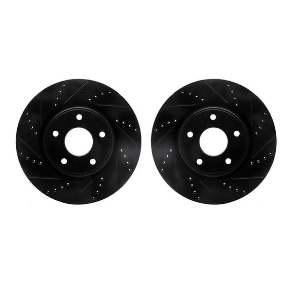 Dynamic Friction Company Front Brake Rotors-Drilled and Slotted-Black 8002-40014