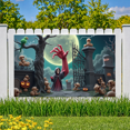 thumbnail image 5 of Gothic Design Halloween Banner Grim Reaper Decoration Spooky Theme Moonlit Backdrop for Horror Parties Haunted Houses Themed Events, 5 of 5