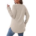 thumbnail image 4 of Women’s Ribbed Knit Long Sleeve Sweater Clothes Tunic Tops Loose Fit Dressy Crewneck Pullover Shirts Curved Hem Relaxed Fit Crew Neck Top Fall Winter Clothes Casual Outfits, 4 of 5