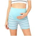 thumbnail image 6 of Zulora Pregnancy Maternity Shorts High Waist Over Belly Ribbed Striped Casual Pocket Summer Shorts For Pregnant Women​, 6 of 6