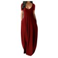 thumbnail image 3 of Lenago Women's Plus Size Deep V-Neck Standard-Fit Short Sleeve Solid Maxi Party Dress on Clearance, 3 of 5