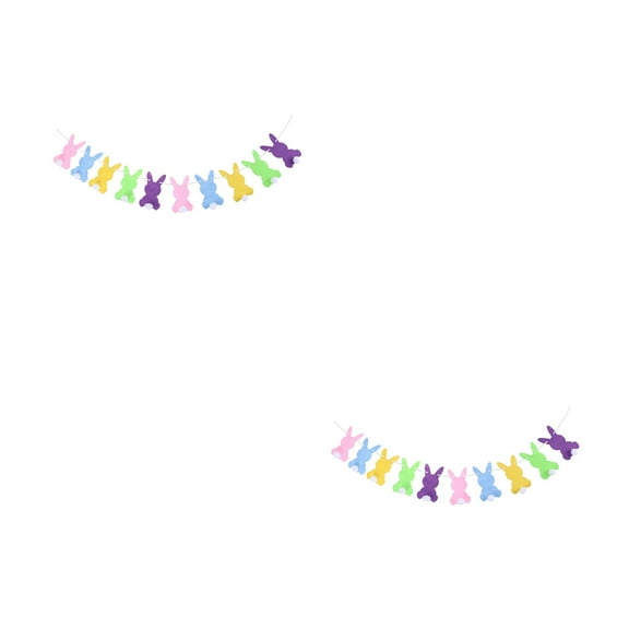 Masteelf 2pcs Banner Felt Bunny Garland Happy Banner Party For Kids Birthday Party Supplies