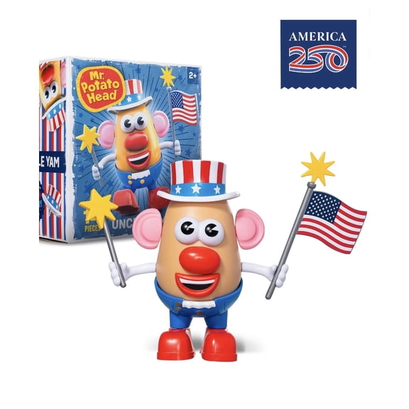 Mr. Potato Head Uncle Yam Walmart Exclusive 250th Anniversary, 14 Mix & Match Pieces, Flag Accessory & Storage Compartment, Ages 2