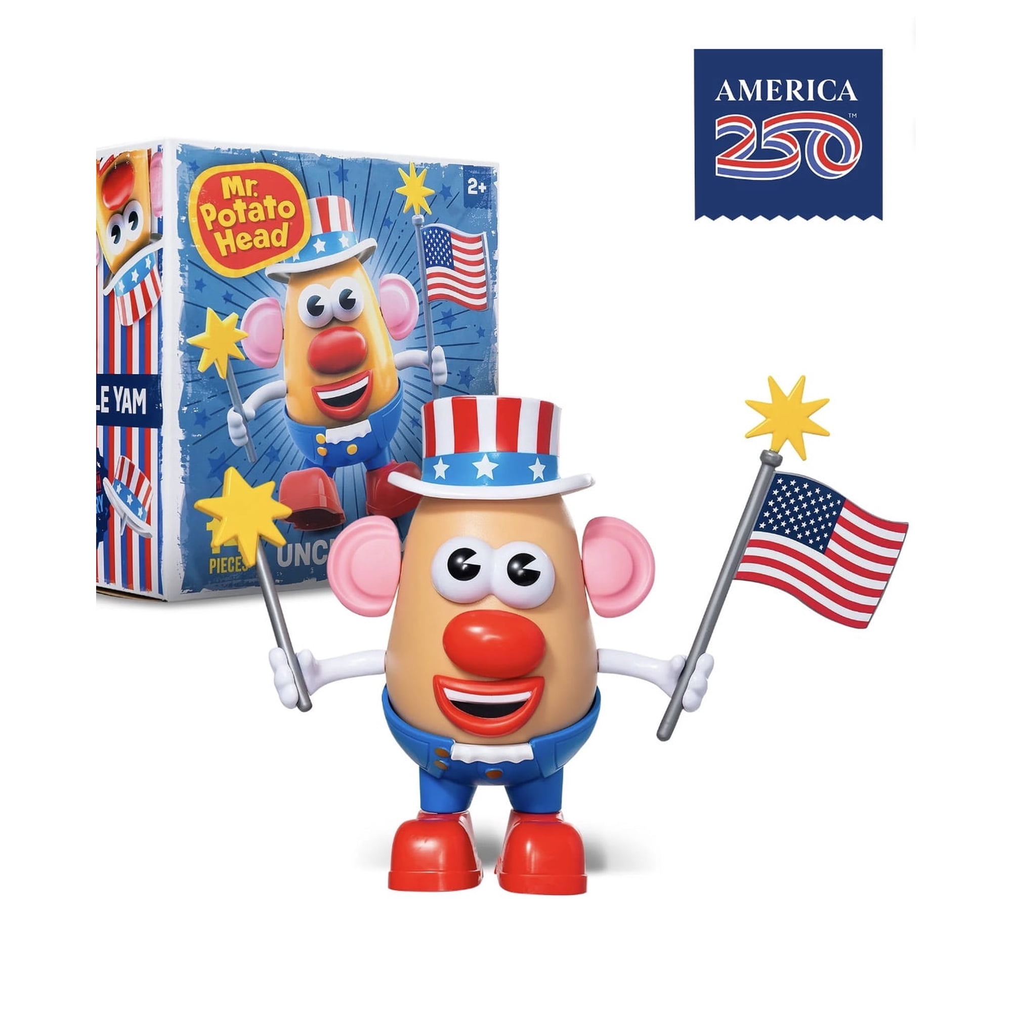 Mr. Potato Head Uncle Yam Walmart Exclusive 250th Anniversary, 14 Mix & Match Pieces, Flag Accessory & Storage Compartment, Ages 2+