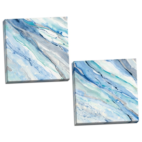 Gango Home Decor Contemporary Silver Spring I & Silver Spring II by Albena Hristova (Ready to Hang); Two 16x16in Hand-Stretched Canvases