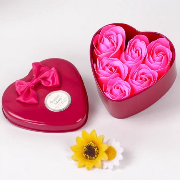Caja de regalo con forma de flor de jabón para regalo del festival de Sanba, regalo pequeño creativo, caja de dulces de inauguración de la casa en forma de corazón, regalo de mano rosa